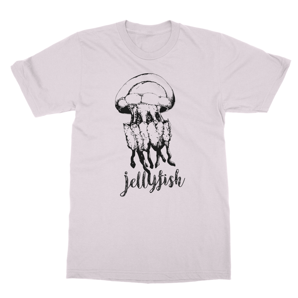 AQUA B&W - 02 - Jellyfish - Softstyle Ringspun T-Shirt-Apparel-AQUATICUS