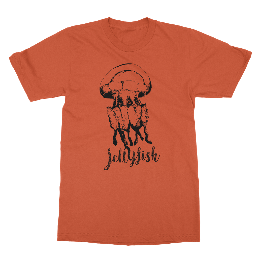 AQUA B&W - 02 - Jellyfish - Softstyle Ringspun T-Shirt-Apparel-AQUATICUS