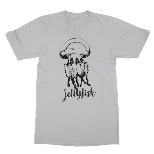 AQUA B&W - 02 - Jellyfish - Softstyle Ringspun T-Shirt-Apparel-AQUATICUS