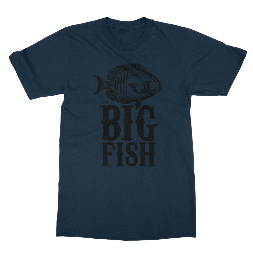 AQUA B&W - 01 -Big Fish - Softstyle Ringspun T-Shirt-Apparel-AQUATICUS