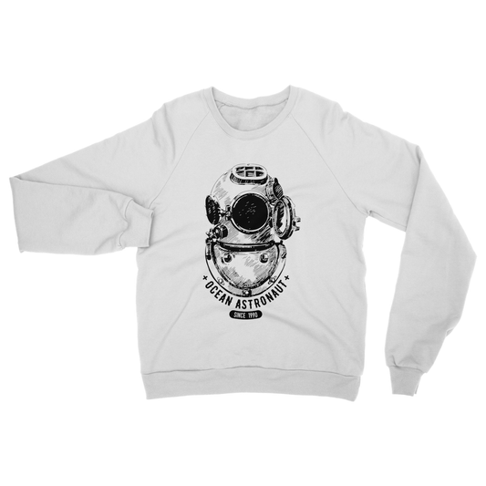 AQUA B&W - 05 - Ocean astronaut - Heavy Blend Crew Neck Sweatshirt-Apparel-AQUATICUS