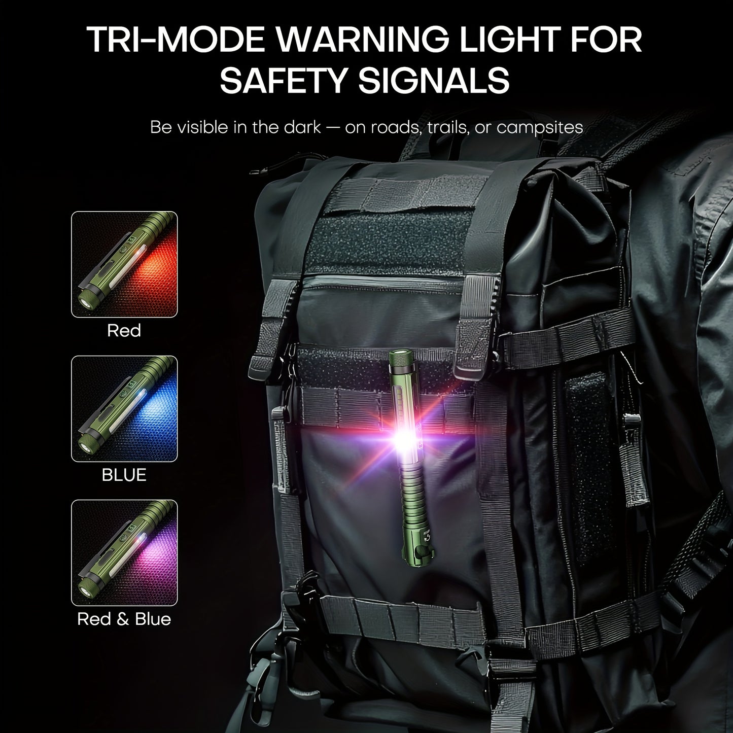 Red Ray Penlight EDC 600LUMEN Rechargeable Portable Flashlight, Ultra-bright Flashlight with Side Light, UV Function, Magnetic Clip And Base, Hidden Bottle Opener, Window Breaker, Suitable for Home, Camping, And Emergency Sit