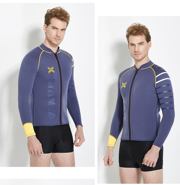3MM Wetsuit Neoprene Men Underwater Kitesurf Surf Surfing Spearfishing Jacket Front Zip Wetsuit Scuba Diving Snorkeling