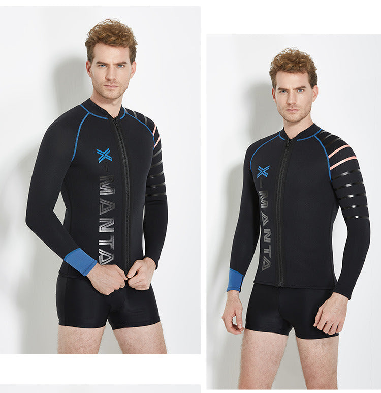 3MM Wetsuit Neoprene Men Underwater Kitesurf Surf Surfing Spearfishing Jacket Front Zip Wetsuit Scuba Diving Snorkeling
