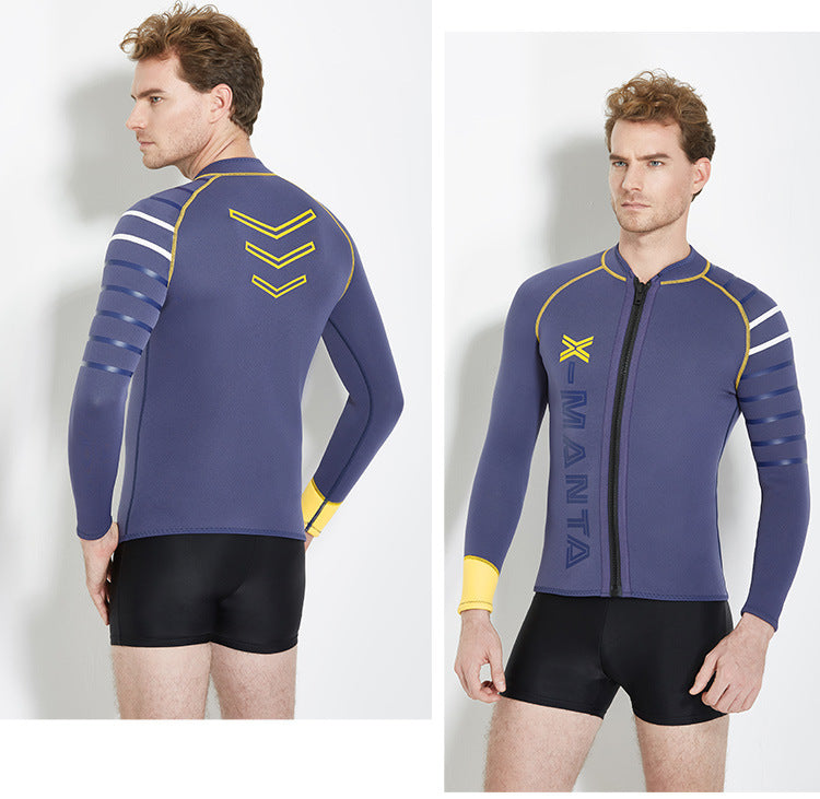 3MM Wetsuit Neoprene Men Underwater Kitesurf Surf Surfing Spearfishing Jacket Front Zip Wetsuit Scuba Diving Snorkeling