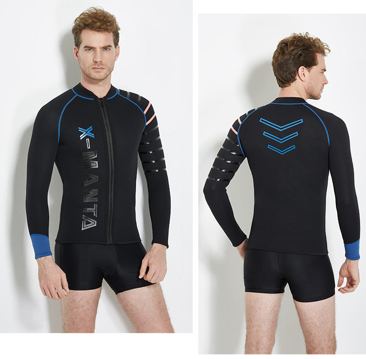 3MM Wetsuit Neoprene Men Underwater Kitesurf Surf Surfing Spearfishing Jacket Front Zip Wetsuit Scuba Diving Snorkeling