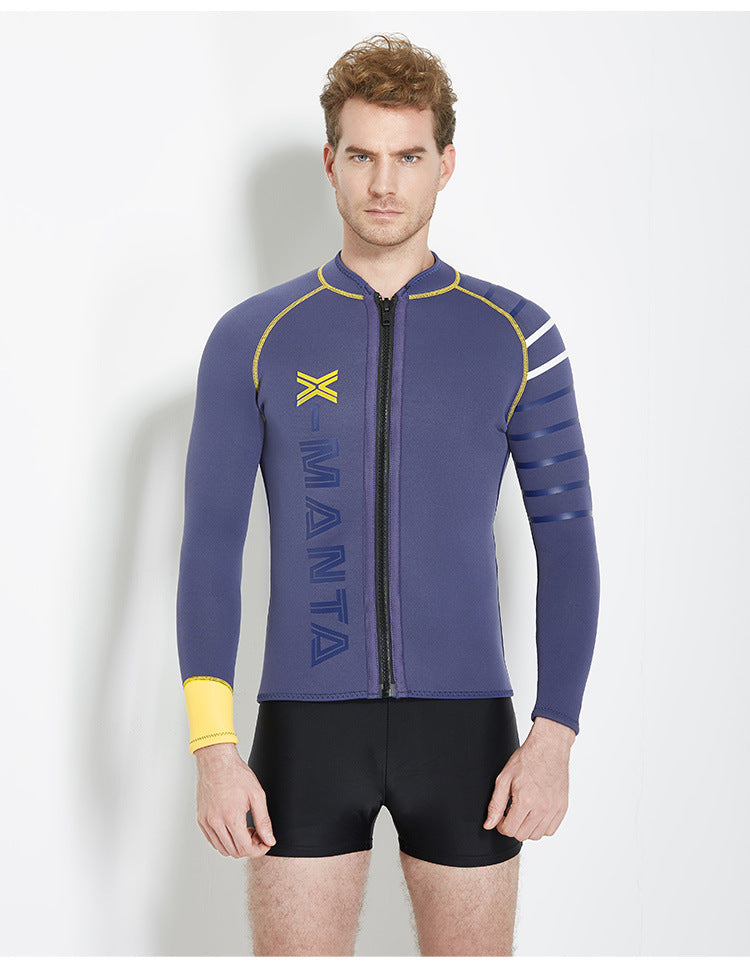 3MM Wetsuit Neoprene Men Underwater Kitesurf Surf Surfing Spearfishing Jacket Front Zip Wetsuit Scuba Diving Snorkeling