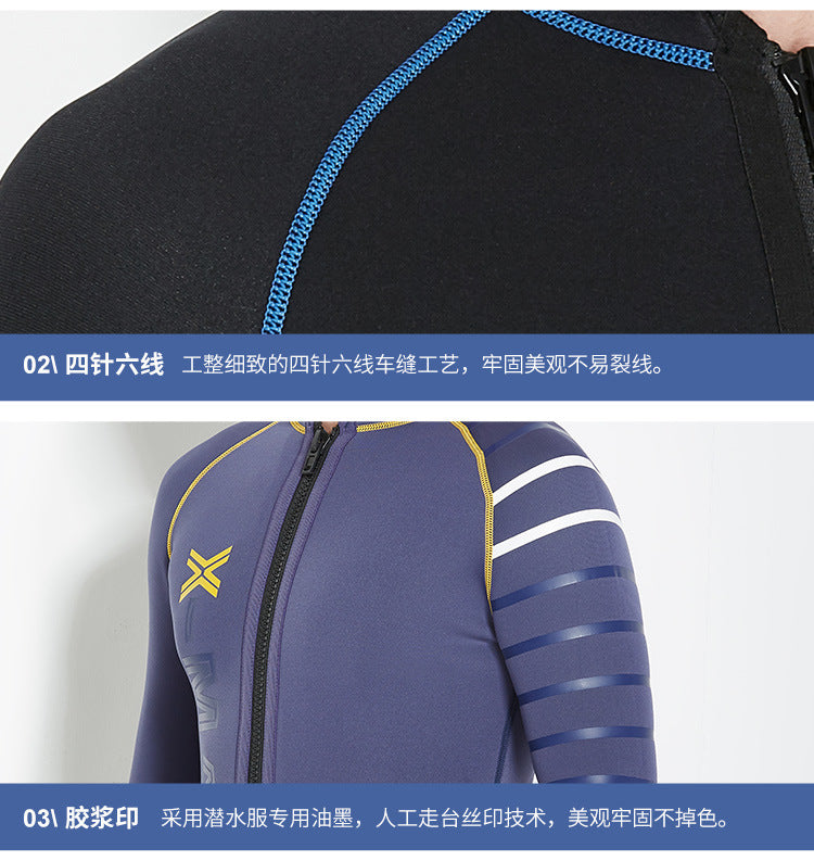 3MM Wetsuit Neoprene Men Underwater Kitesurf Surf Surfing Spearfishing Jacket Front Zip Wetsuit Scuba Diving Snorkeling