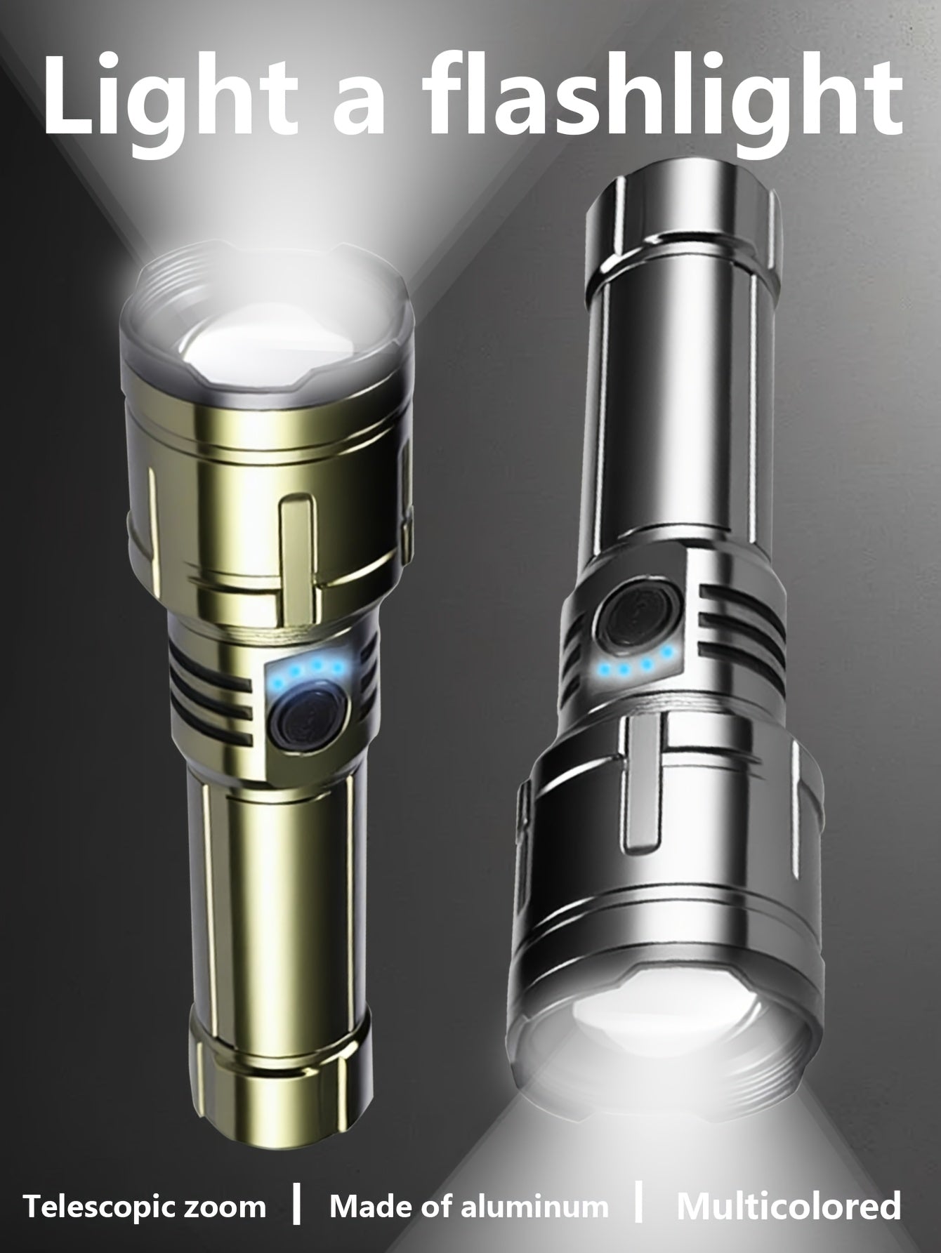 Outdoor Portable Flashlight with Ignition Function - Rechargeable Battery Power Bank Function, Long Battery Life - Aluminum Alloy Material, Suitable for Emergencies, Camping, Hiking | Bright And Durable Outdoor Life-saving Fl