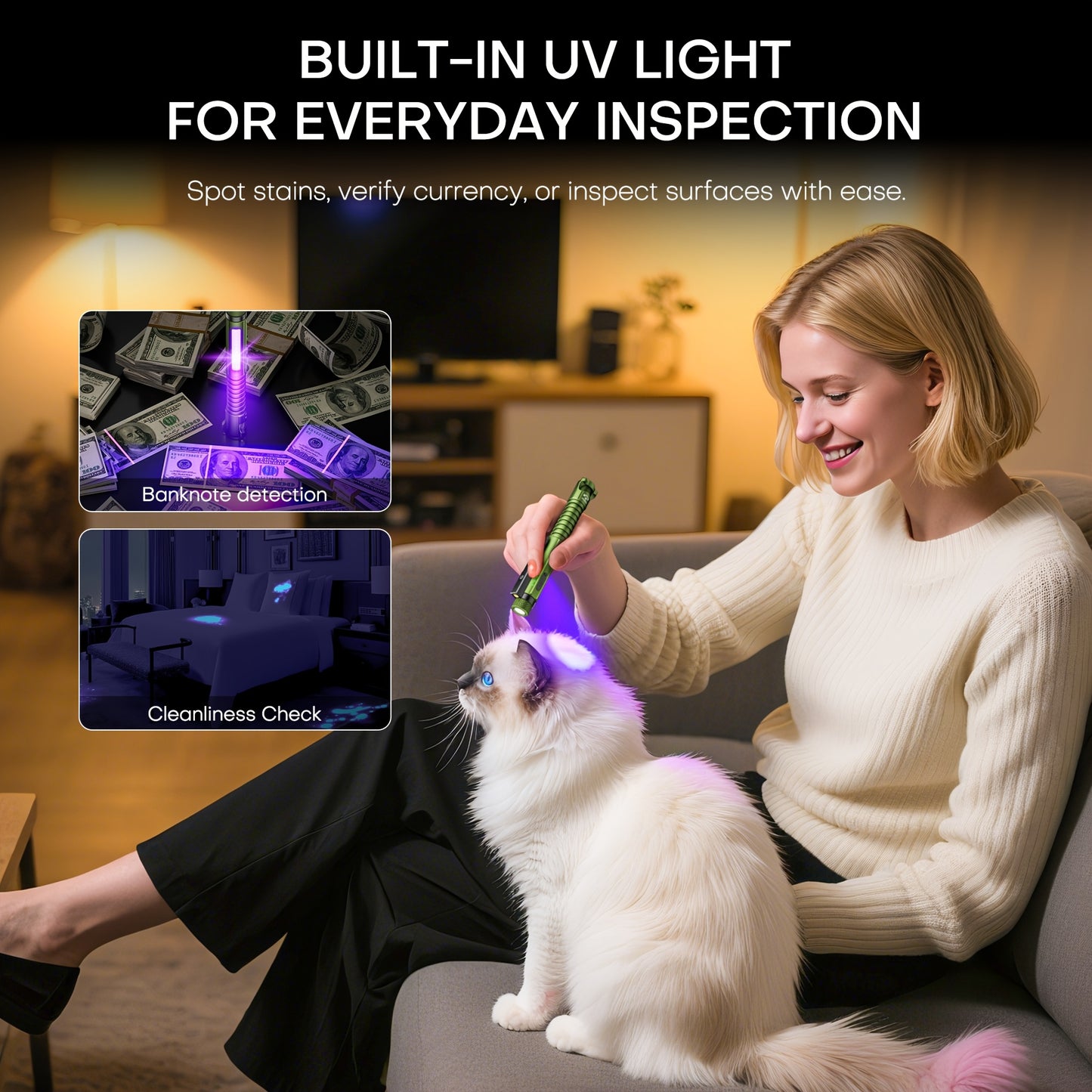 Red Ray Penlight EDC 600LUMEN Rechargeable Portable Flashlight, Ultra-bright Flashlight with Side Light, UV Function, Magnetic Clip And Base, Hidden Bottle Opener, Window Breaker, Suitable for Home, Camping, And Emergency Sit