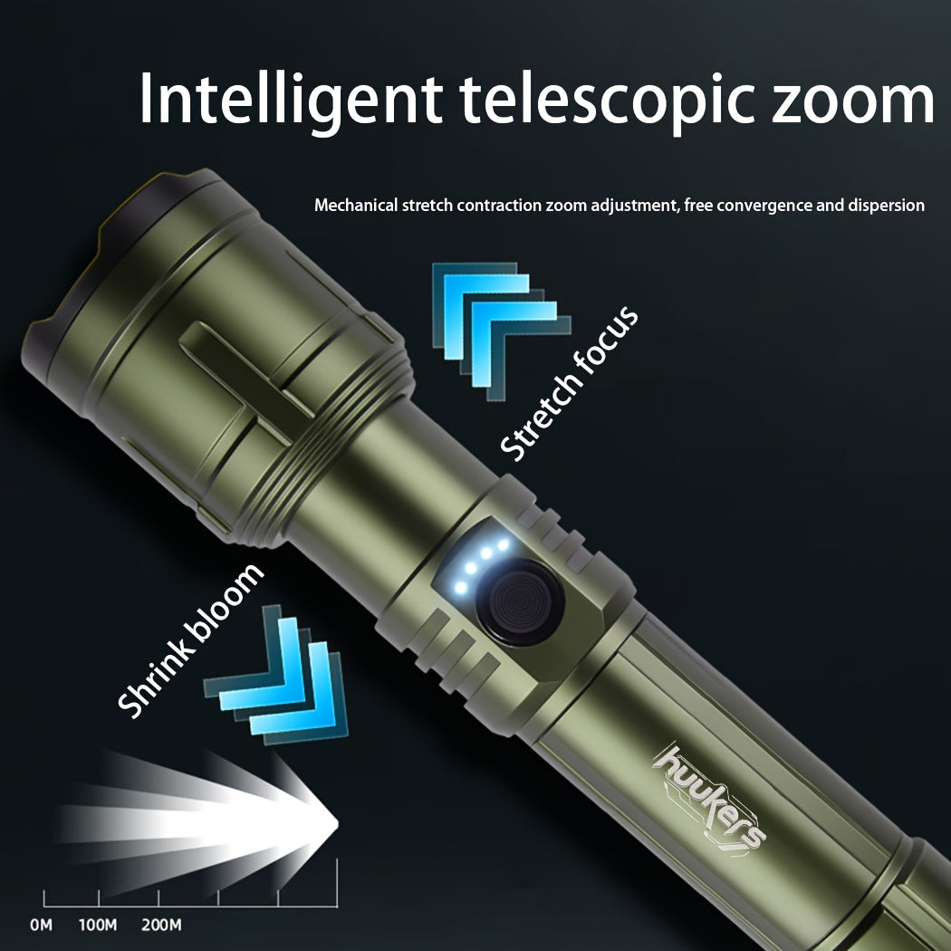 Outdoor Portable Flashlight with Ignition Function - Rechargeable Battery Power Bank Function, Long Battery Life - Aluminum Alloy Material, Suitable for Emergencies, Camping, Hiking | Bright And Durable Outdoor Life-saving Fl