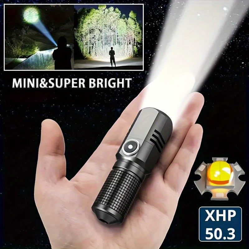Mini Flashlight Rechargeable, High Lumens Tactical Flashlight, Super Bright Small LED Flash Light- Zoomable, Adjustable Brightness, Long Lasting for Camping, Outdoors And Home Emergency, Can Be Turned Off with One Click, 3 Mo
