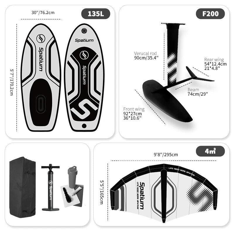 Spatium Surfing Wing Foil Surf Hydrofoil Inflatable Wingfoil Kite Wingsurf 4m/5m/6m