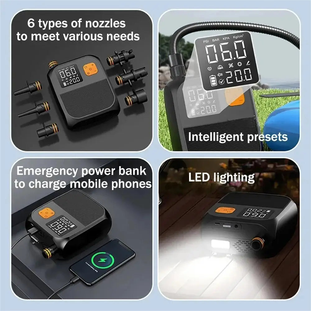 8000mah Touch screening Electric paddlepump 25psi Pump Two-Stage Inflator, Sup For Kayaks, Sails, Sup Electric Equipment