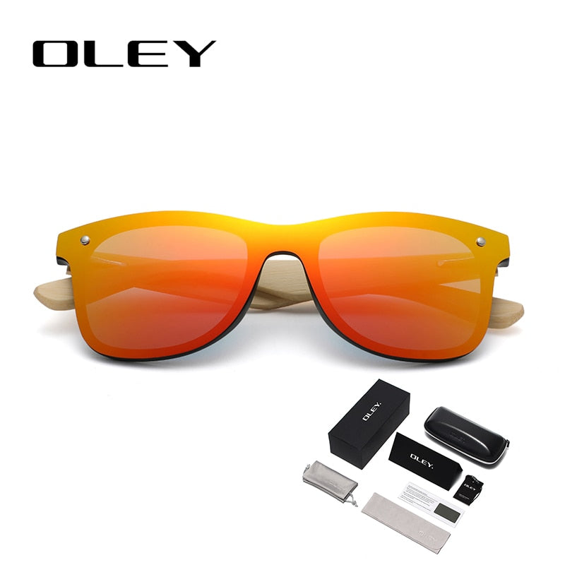 OLEY Natural Bamboo wood Sunglasses Men Polarized Fashion Glasses Original Bamboo Oculos de sol masculino Support custom logo