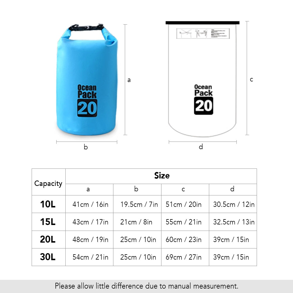Outdoor Waterproof Dry Backpack Water Floating Bag Roll Top Sack For Kayaking Rafting Boating River Trekking Swimming Camping