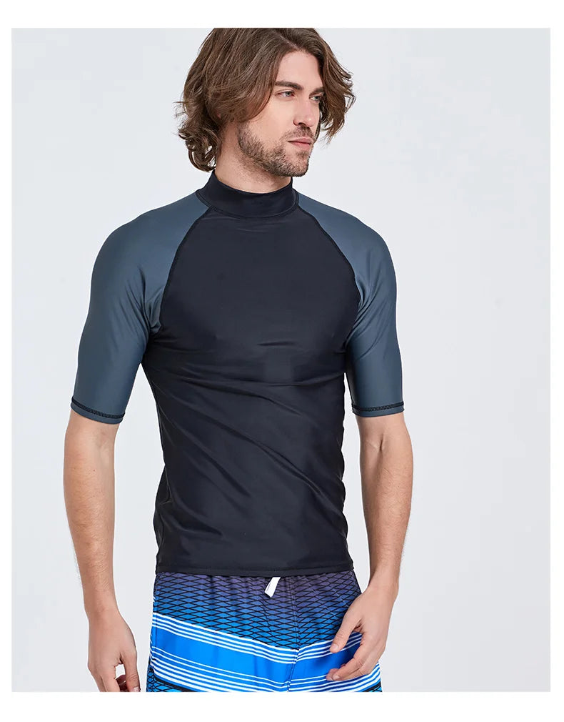 SBART-Surf Rash Guards Top for Men, Lycra Short Sleeve, UPF50 +, Quick Dry Surf-Clothes, Man Swim Kitesurf, Windsurf Dive T-Shir