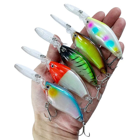 5pcs 18g High Quality Deep Diving Crank Minnow Crankbait Swimbait Long Tongue Trolling Wobblers Big Fish Fishing Lure Bait Set