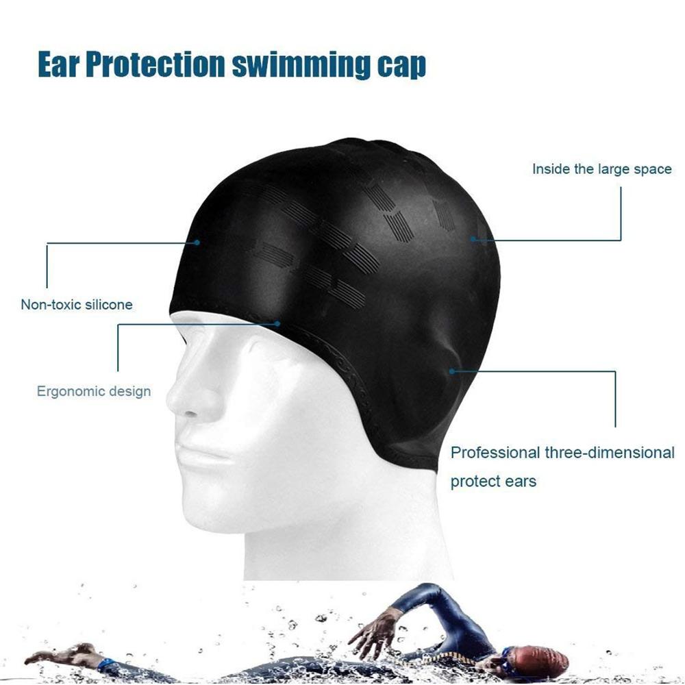 Adults High Elastic Swimming Caps Men Women Waterproof Swimming Pool Cap Protect Ears Long Hair Large Silicone Diving Hat