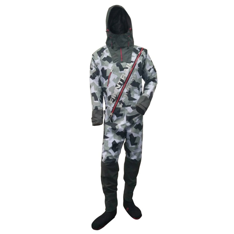 Waterproof Dry Suit One-piece Drysuit Wading for Kayak Canoe ATV/UTV Water Sport Wader Finn-Trail Men Women Wetsuit