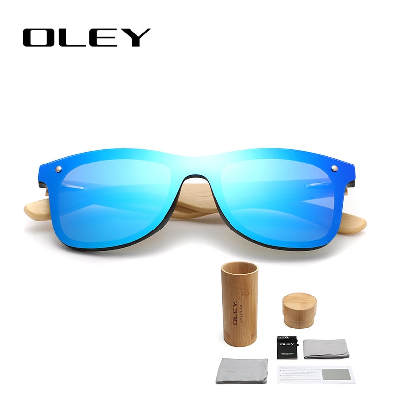 OLEY Natural Bamboo wood Sunglasses Men Polarized Fashion Glasses Original Bamboo Oculos de sol masculino Support custom logo