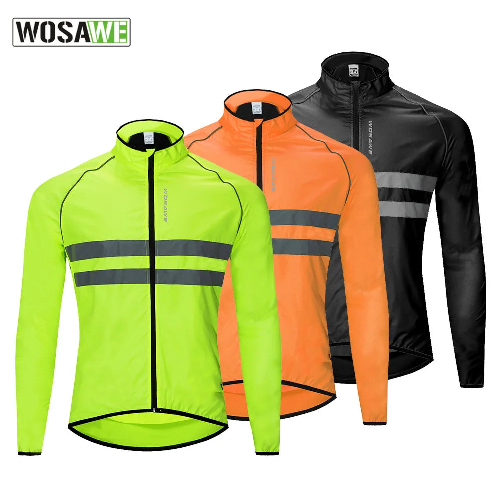 WOSAWE Ultralight Reflective Men's Cycling Jacket Long Waterproof Windproof Road Mountain Bike MTB Jackets Bicycle Windbreaker