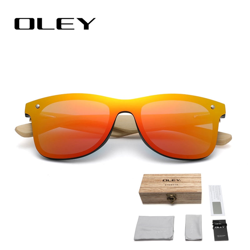 OLEY Natural Bamboo wood Sunglasses Men Polarized Fashion Glasses Original Bamboo Oculos de sol masculino Support custom logo