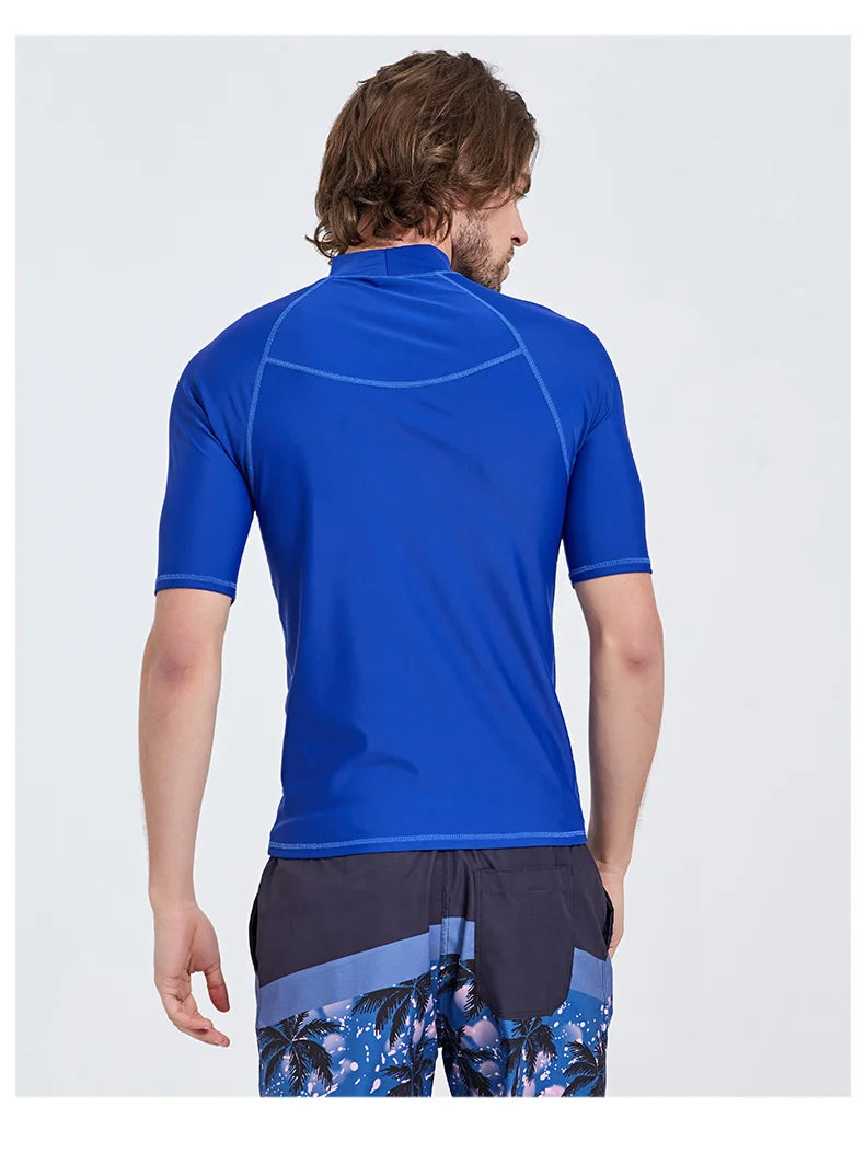 SBART-Surf Rash Guards Top for Men, Lycra Short Sleeve, UPF50 +, Quick Dry Surf-Clothes, Man Swim Kitesurf, Windsurf Dive T-Shir