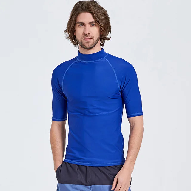 SBART-Surf Rash Guards Top for Men, Lycra Short Sleeve, UPF50 +, Quick Dry Surf-Clothes, Man Swim Kitesurf, Windsurf Dive T-Shir
