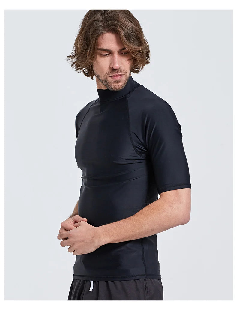 SBART-Surf Rash Guards Top for Men, Lycra Short Sleeve, UPF50 +, Quick Dry Surf-Clothes, Man Swim Kitesurf, Windsurf Dive T-Shir