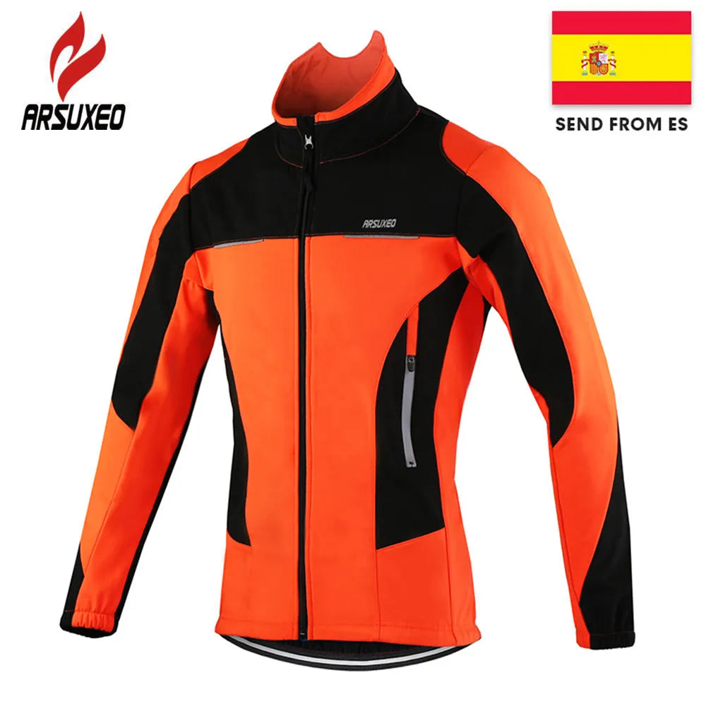 Arsuxeo jaqueta térmica de lã para ciclismo, outono inverno, quente, roupas de bicicleta, à prova de vento, casaco corta-vento, mtb, camisas de bicicleta