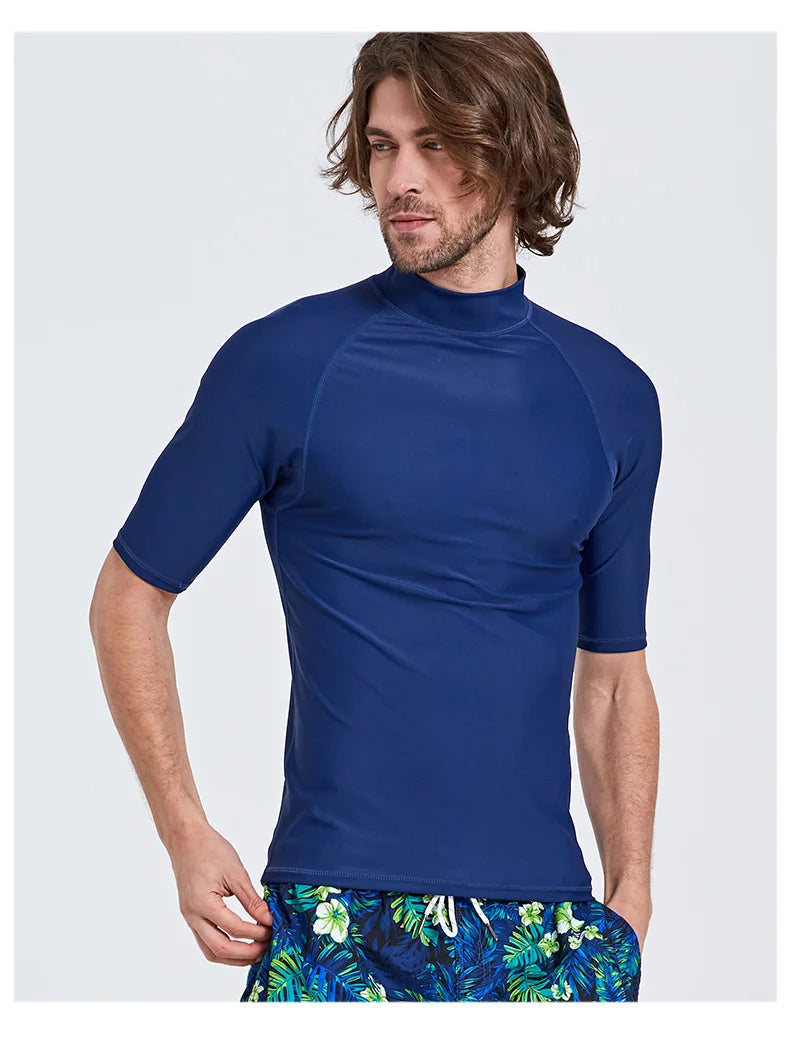 SBART-Surf Rash Guards Top for Men, Lycra Short Sleeve, UPF50 +, Quick Dry Surf-Clothes, Man Swim Kitesurf, Windsurf Dive T-Shir