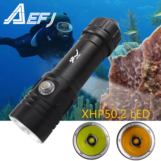 Xhp50.2 l2 lanterna led 100m subaquática mais poderosa luz de mergulho profissional tocha mão lâmpada 26650 18650