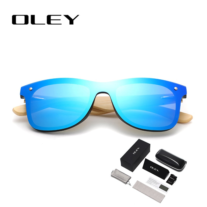 OLEY Natural Bamboo wood Sunglasses Men Polarized Fashion Glasses Original Bamboo Oculos de sol masculino Support custom logo