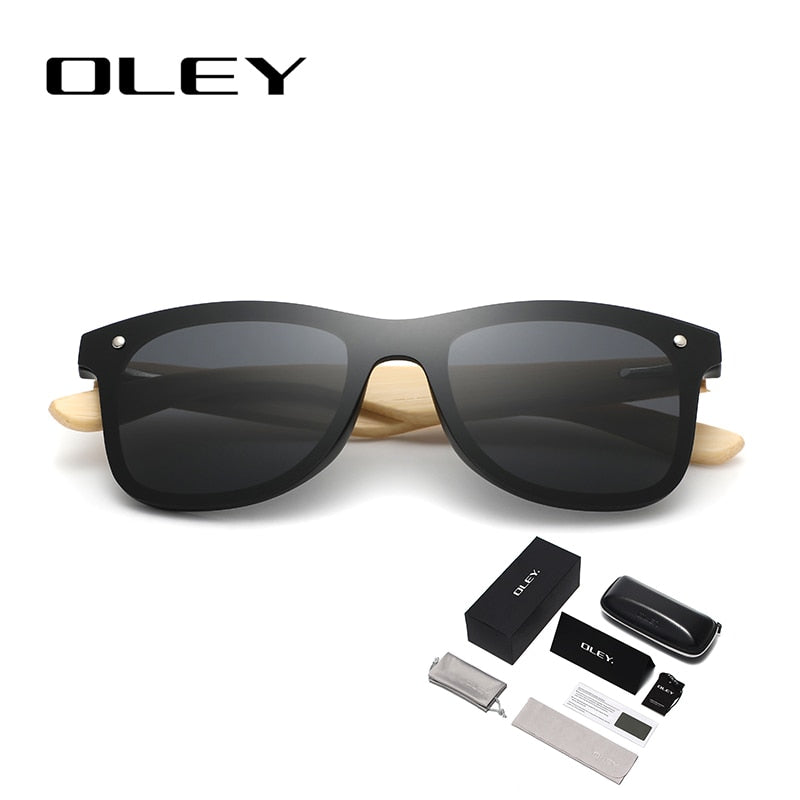 OLEY Natural Bamboo wood Sunglasses Men Polarized Fashion Glasses Original Bamboo Oculos de sol masculino Support custom logo
