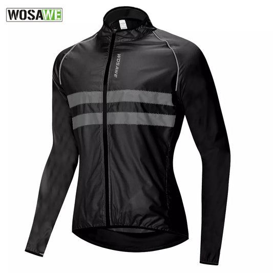 Wosawe ultraleve reflexivo jaqueta de ciclismo dos homens longo à prova dwindproof água vento estrada mountain bike mtb jaquetas blusão