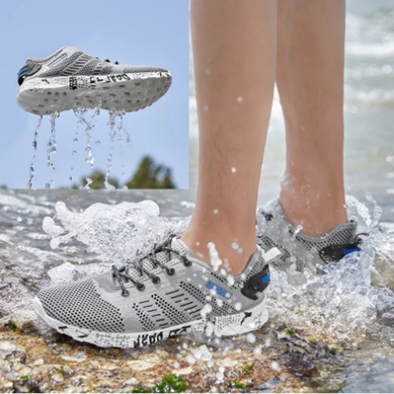 Sapatos de esportes aquáticos masculinos antiderrapante ao ar livre resistente ao desgaste respirável caminhadas praia de secagem rápida ao ar livre pesca sapatos de vadear atacadores