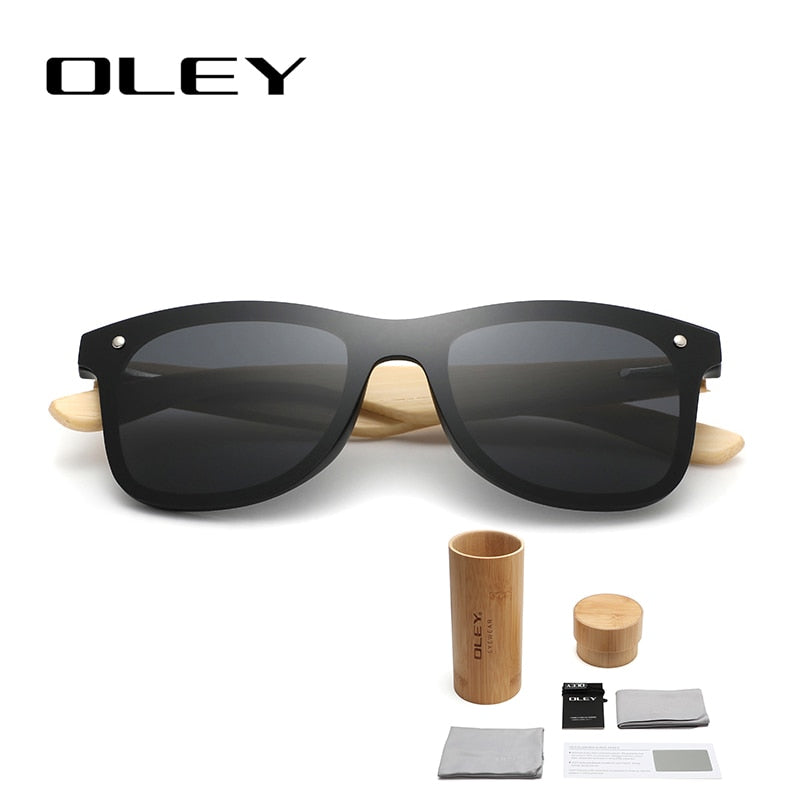 OLEY Natural Bamboo wood Sunglasses Men Polarized Fashion Glasses Original Bamboo Oculos de sol masculino Support custom logo