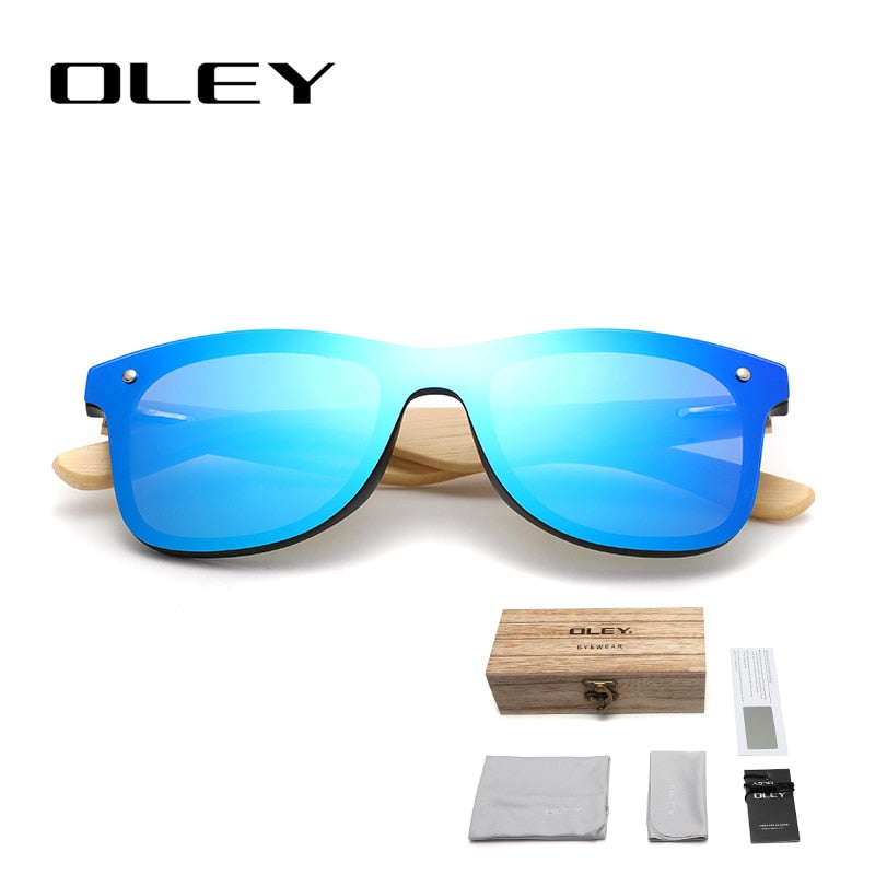 OLEY Natural Bamboo wood Sunglasses Men Polarized Fashion Glasses Original Bamboo Oculos de sol masculino Support custom logo
