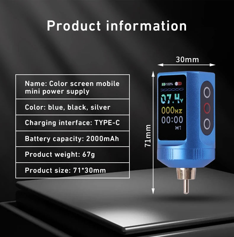 Portable Wireless Tattoo Power Supply with Big Screen Digital Charge Battery-Operated Accessory for Permanent Makeup