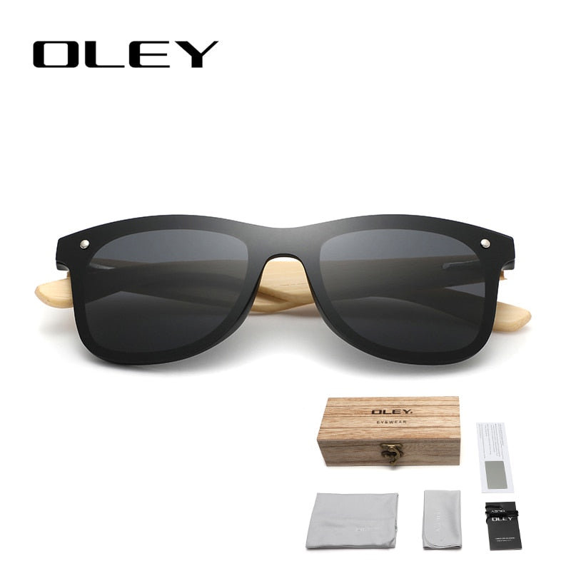 OLEY Natural Bamboo wood Sunglasses Men Polarized Fashion Glasses Original Bamboo Oculos de sol masculino Support custom logo
