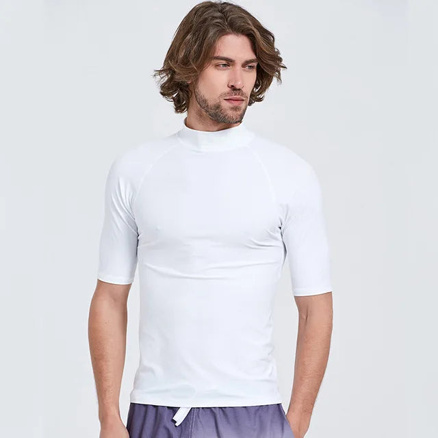 SBART-Surf Rash Guards Top for Men, Lycra Short Sleeve, UPF50 +, Quick Dry Surf-Clothes, Man Swim Kitesurf, Windsurf Dive T-Shir