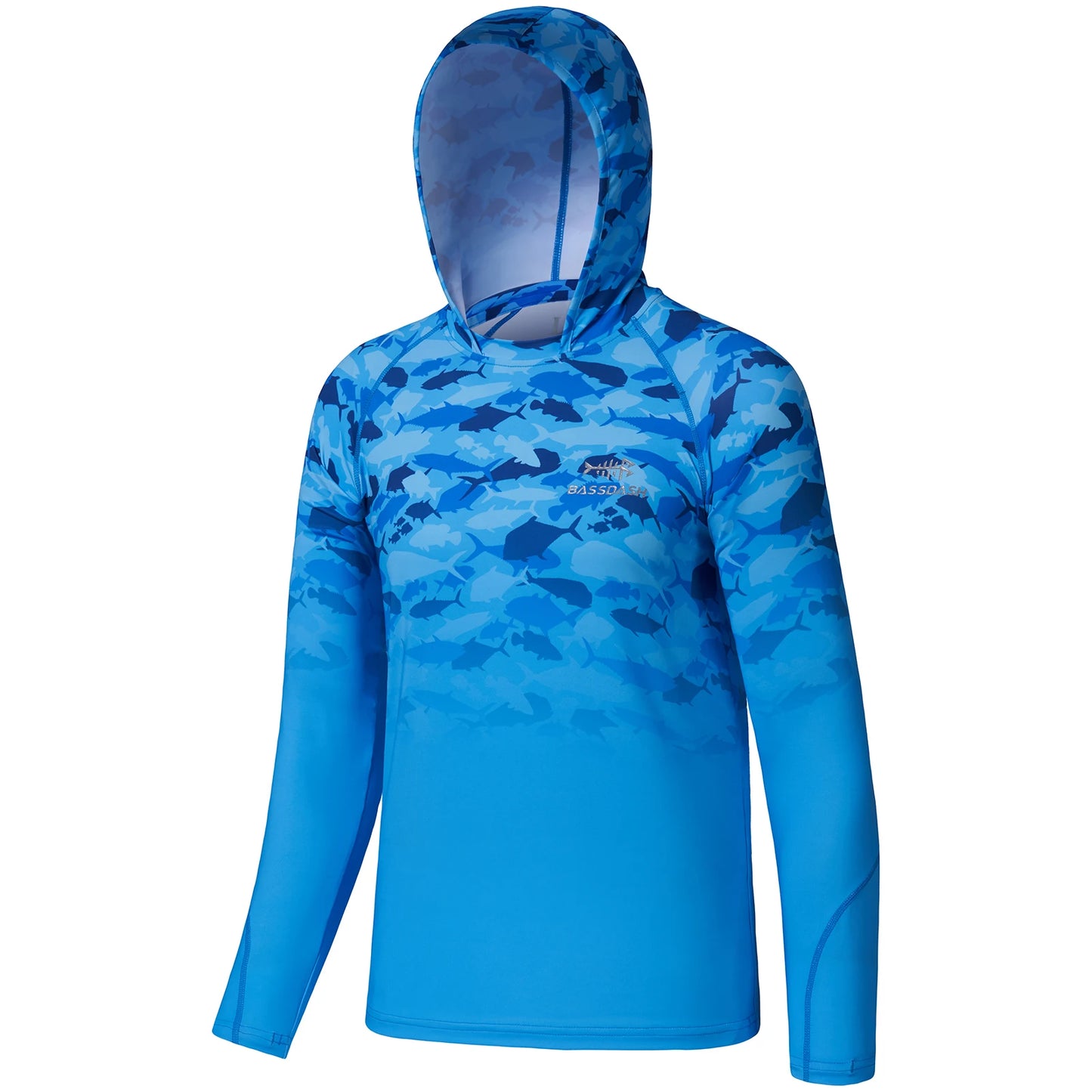 BASSDASH Youth UPF50+ Performance T Shirt with Hood Long Sleeve Fishing Hiking Sun Shirt FS03Y Lightweight Quick Dry Sailing