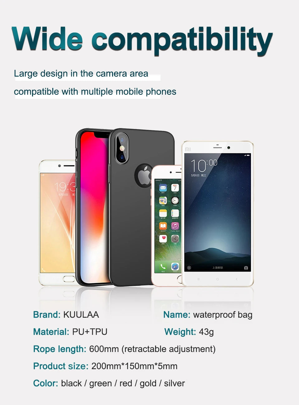 KUULAA Waterproof Phone Pouch Underwater Phone Bag Case Swimming Diving Phone Case Bag for Xiaomi iPhone Huawei Samsung