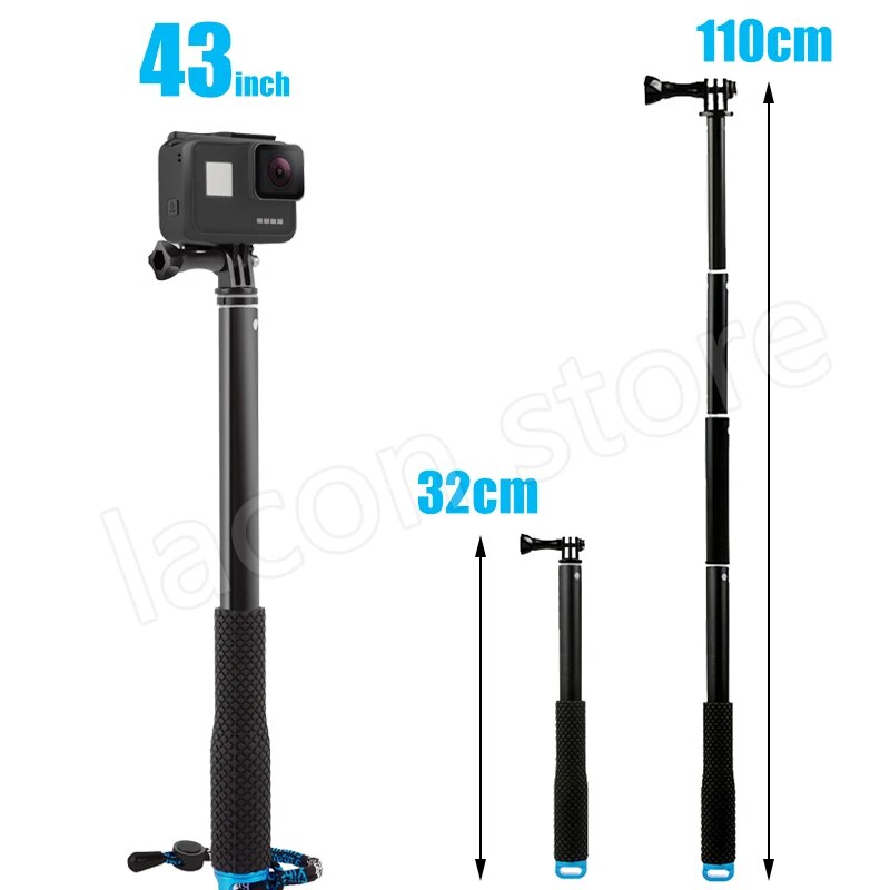 43in Aluminum diving Monopod for GoPro Hero 6 5 7 8 9 10 Black Tripod Session Sjcam Sj7 Action Camera Selfie Stick for Go Pro