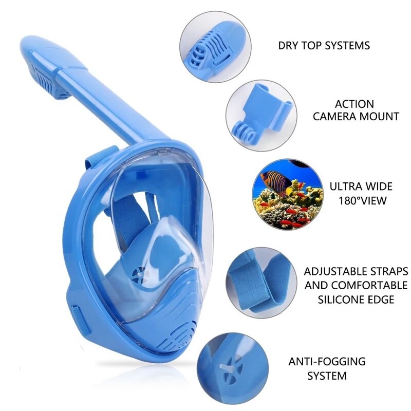 Children Snorkel Diving Mask for kids Swimming Training Full Face Mask Scuba Equipment mergulho For Gopro Free Breath Gear Tube