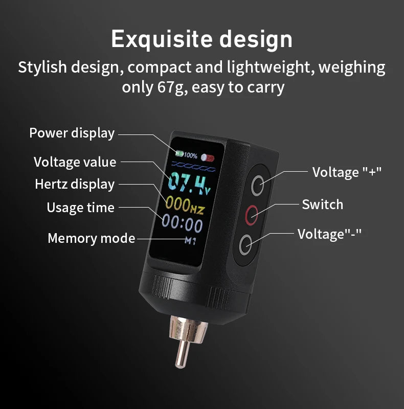 Portable Wireless Tattoo Power Supply with Big Screen Digital Charge Battery-Operated Accessory for Permanent Makeup