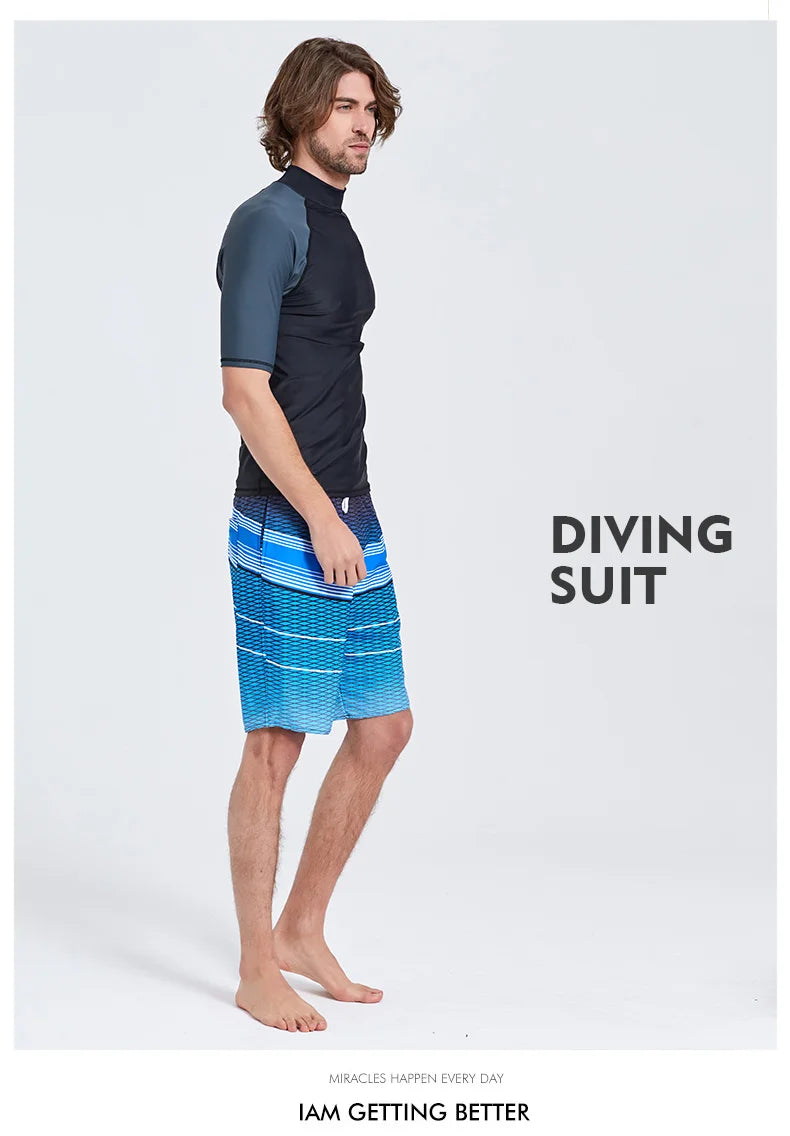 SBART-Surf Rash Guards Top for Men, Lycra Short Sleeve, UPF50 +, Quick Dry Surf-Clothes, Man Swim Kitesurf, Windsurf Dive T-Shir