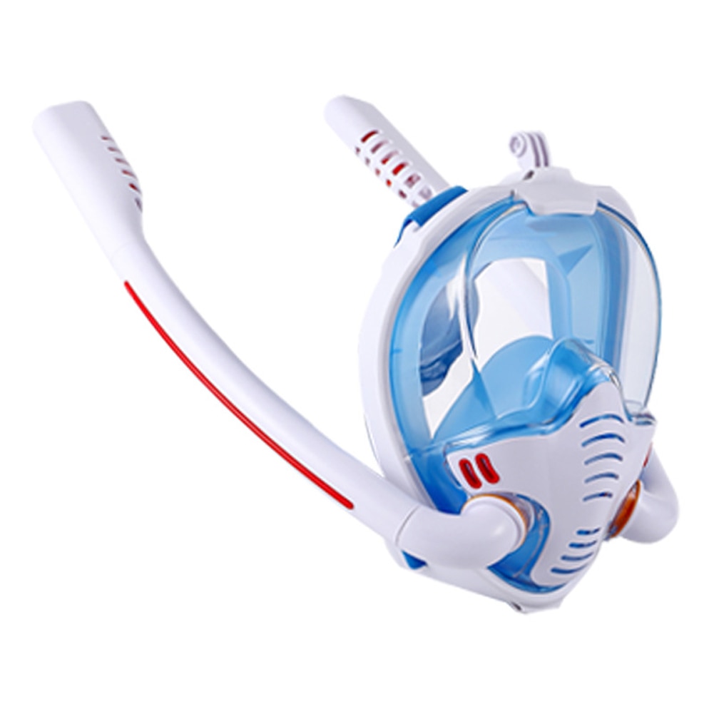 Máscara de mergulho facial completa, máscara de natação com tubo de respiração duplo, óculos de mergulho para adultos e jovens