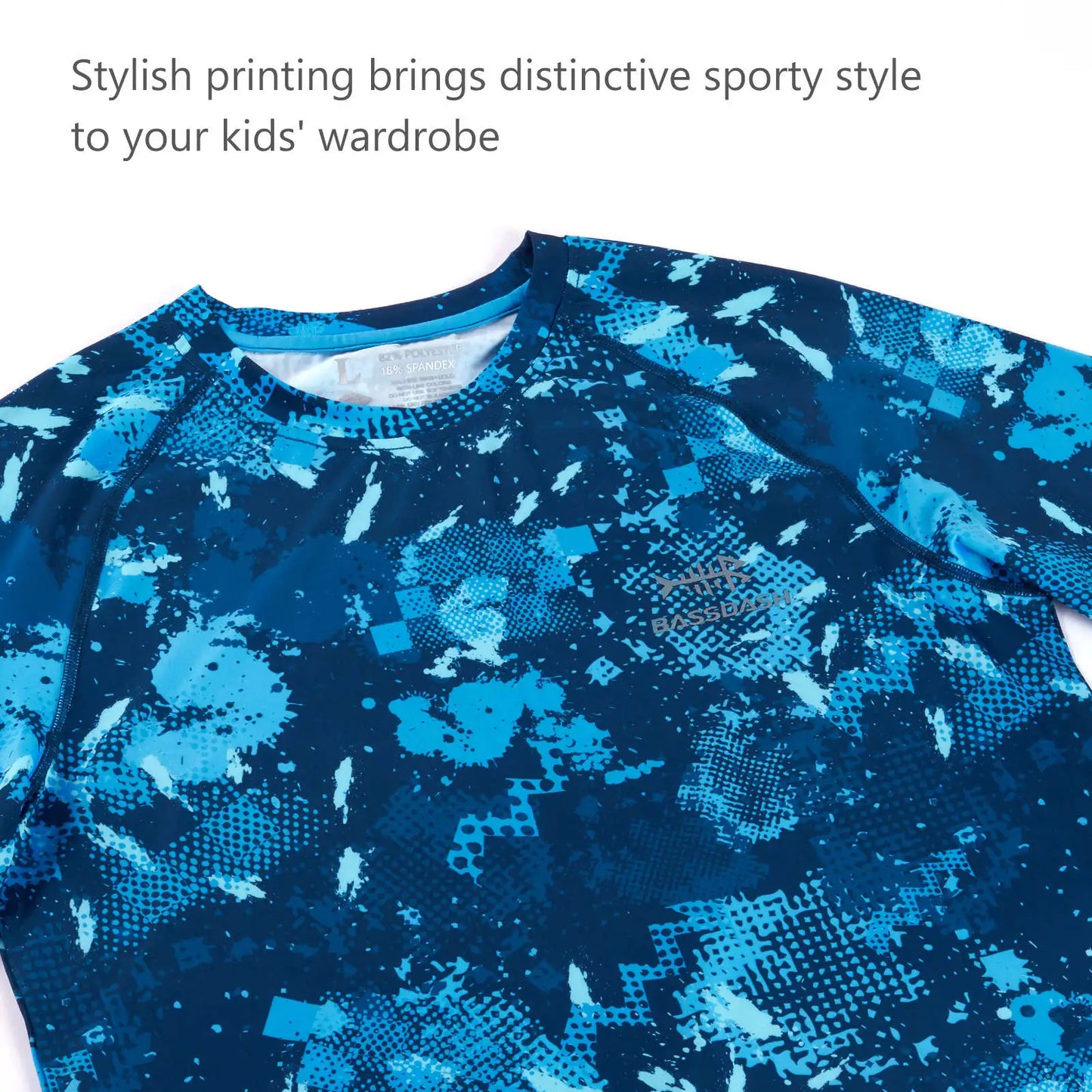 Bassdash Youth UPF50+ Camo Active Performance Long Sleeve Fishing Shirt Sailing Hiking Cycling Surfing Sport Skin Friendly